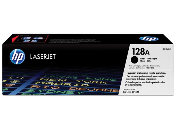 Toner HP CE320A 128A  2K sort kapasitet 2.000 sider ved 5 % 